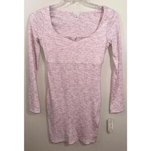NWT Gianni Bini Sm Heather Pink Scoop Neck Stretch Knit Sheath Ribbed Knit Dress